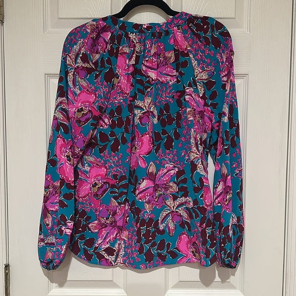 Lilly Pulitzer Saige Longe Sleeve Silk Top - Picture 4 of 5